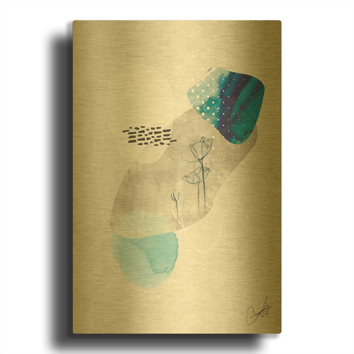 'Indigo Blossom No. 2' By Louis Duncan Gold Metal Wall Art