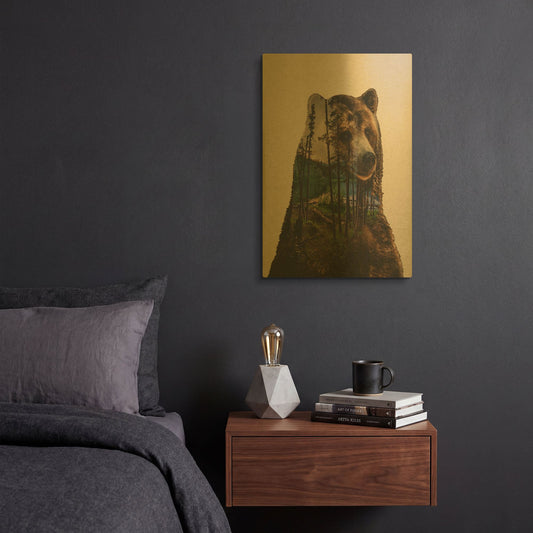 'Bear Lake' By Davies Babies Gold Metal Wall Art