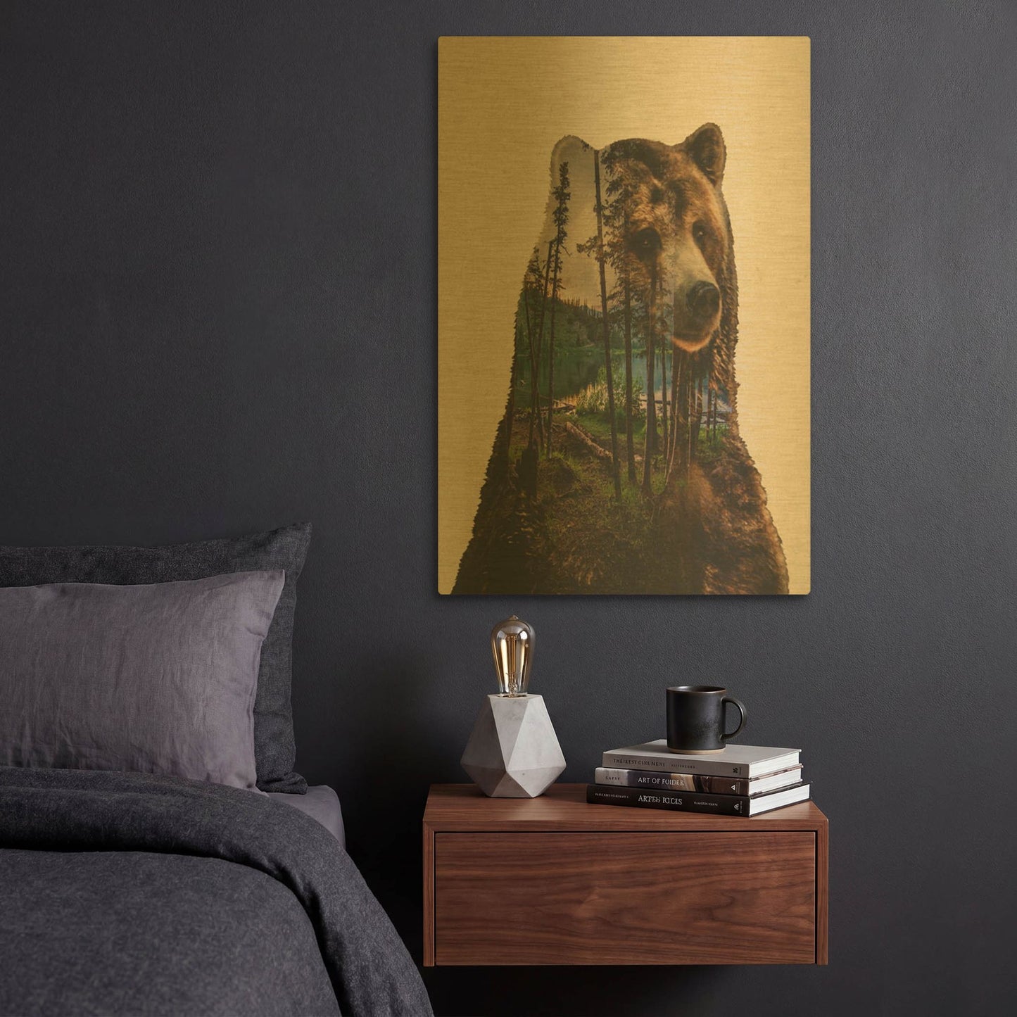 'Bear Lake' By Davies Babies Gold Metal Wall Art
