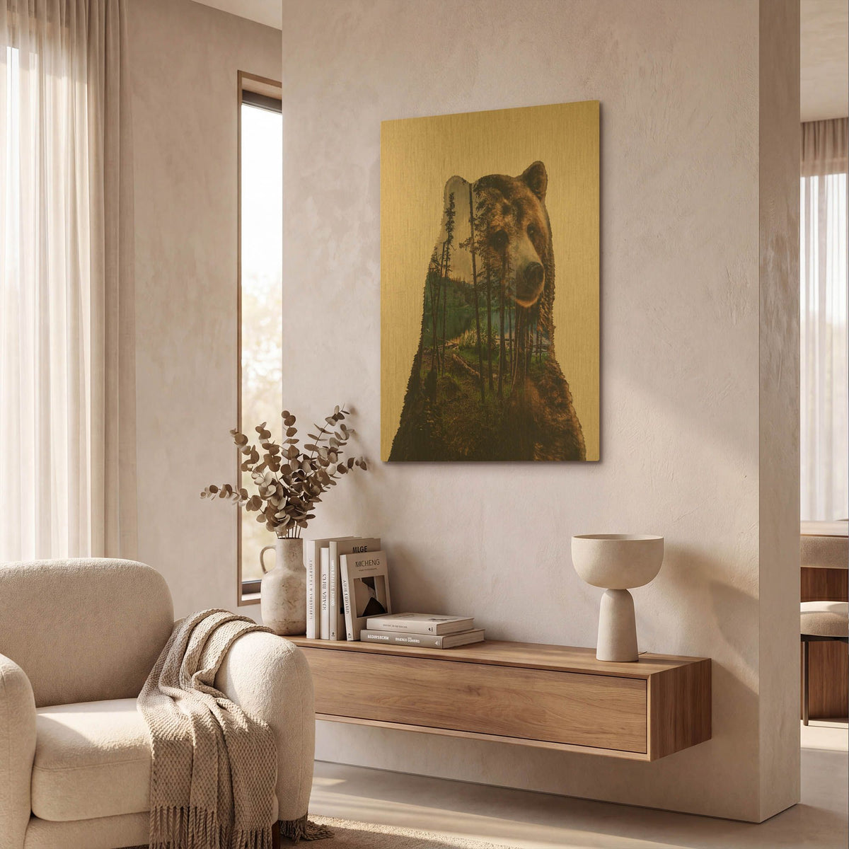 'Bear Lake' By Davies Babies Gold Metal Wall Art