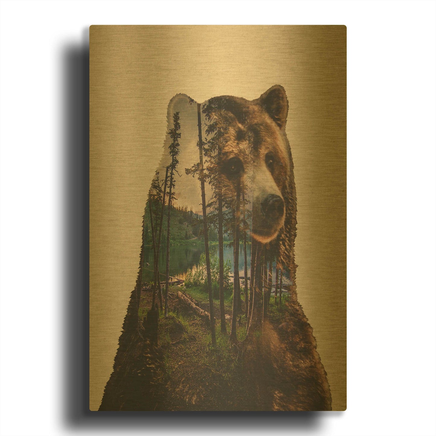 'Bear Lake' By Davies Babies Gold Metal Wall Art