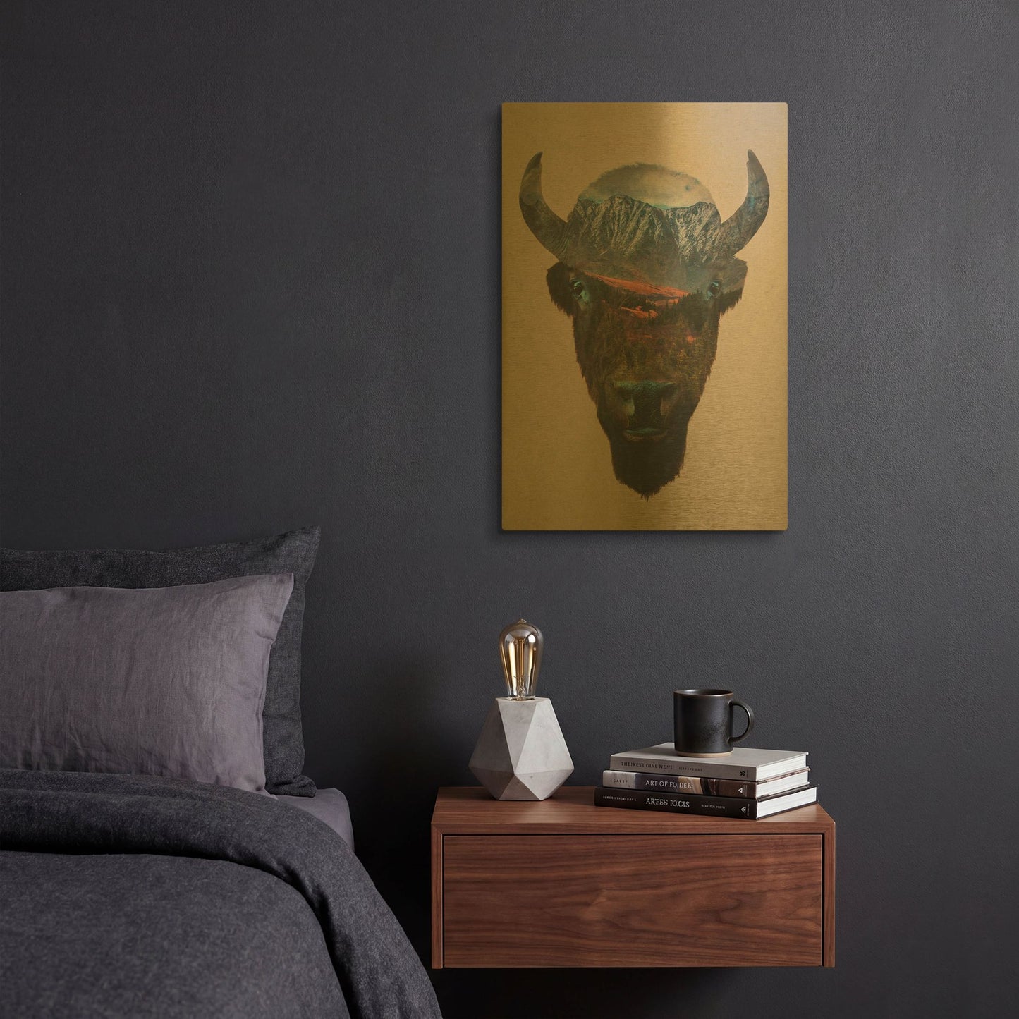 'Bison Peak' By Davies Babies Gold Metal Wall Art