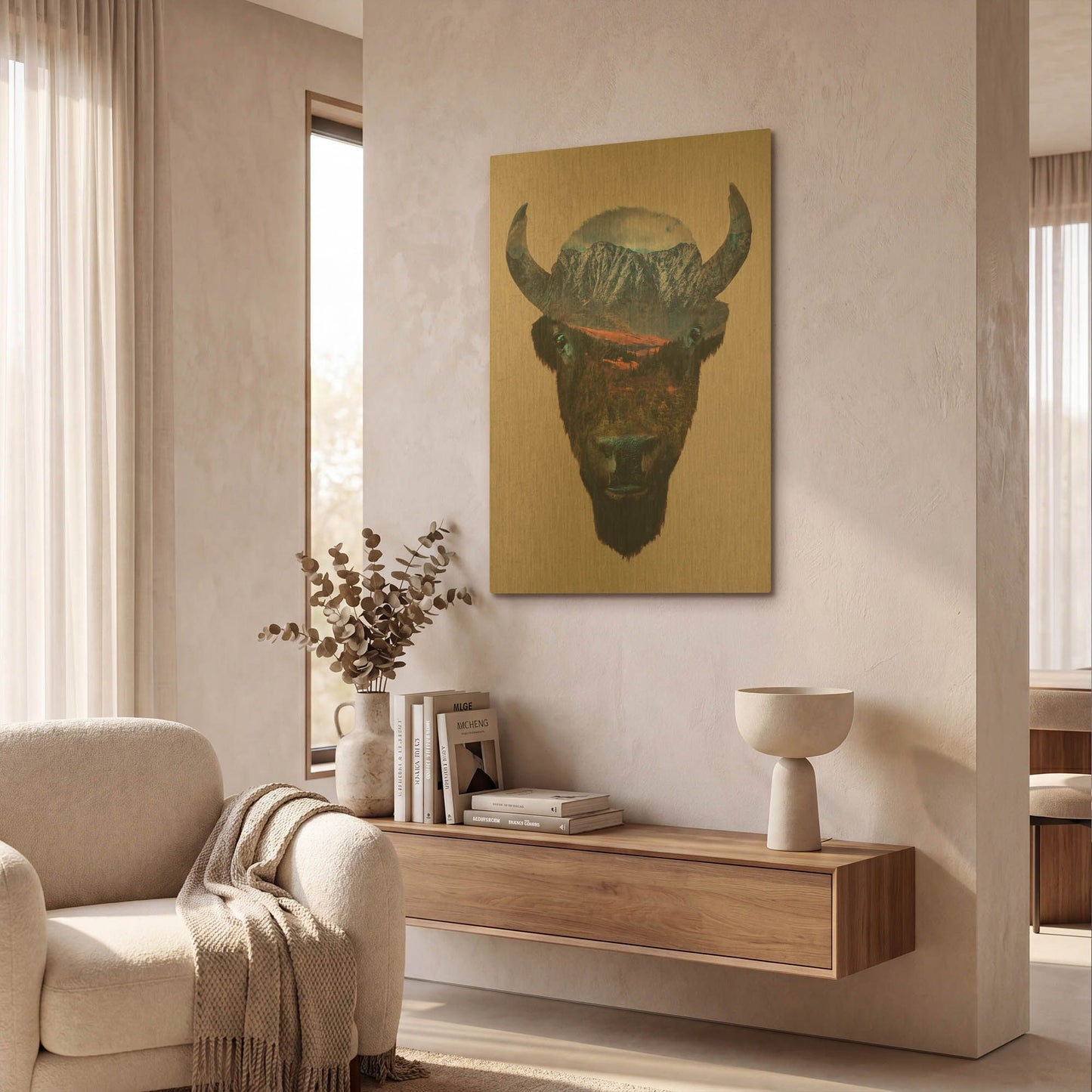 'Bison Peak' By Davies Babies Gold Metal Wall Art