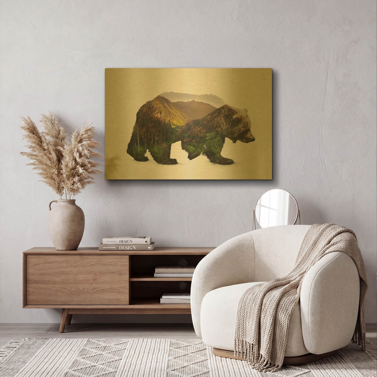 'North American Brown Bear' By Davies Babies Gold Metal Wall Art