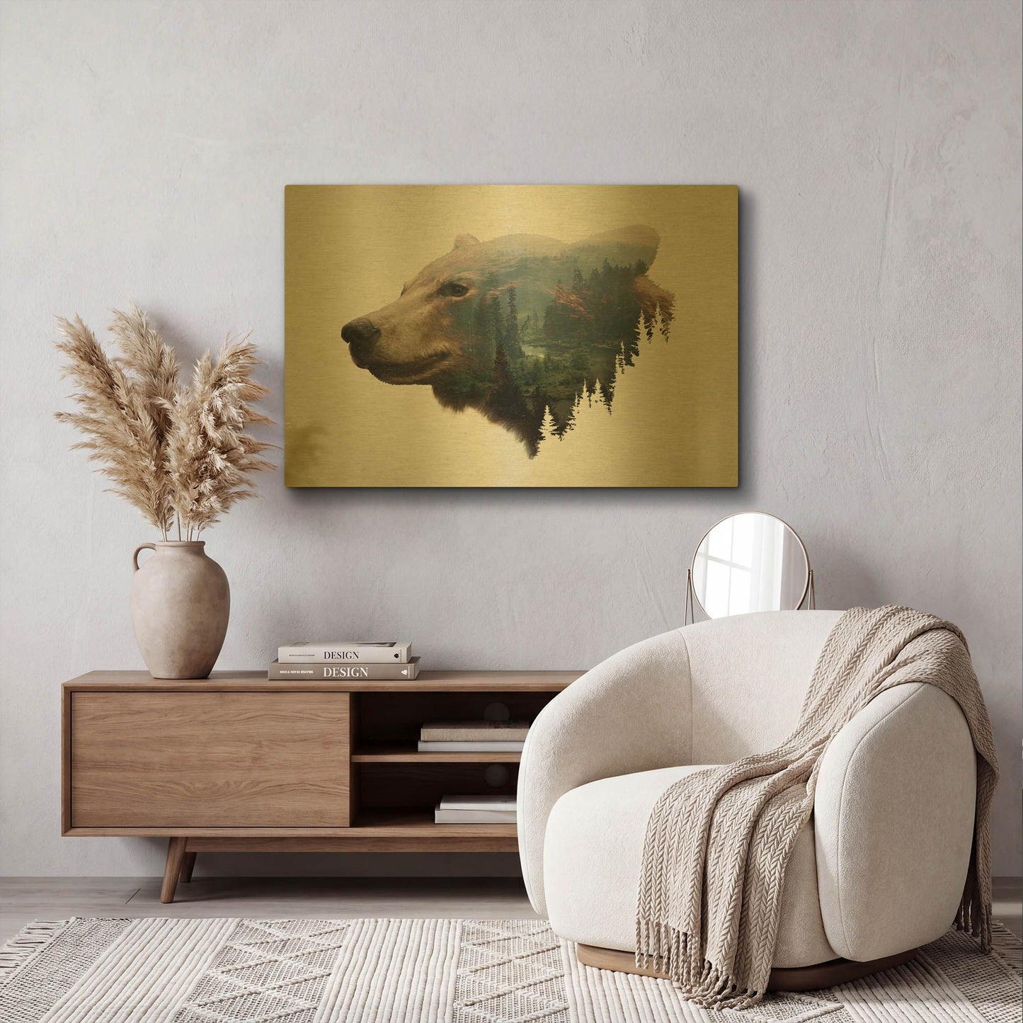 'Pacific Northwest Black Bear' By Davies Babies Gold Metal Wall Art