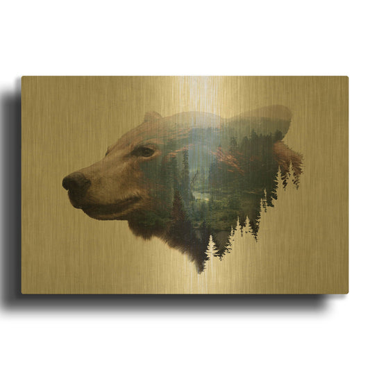 'Pacific Northwest Black Bear' By Davies Babies Gold Metal Wall Art