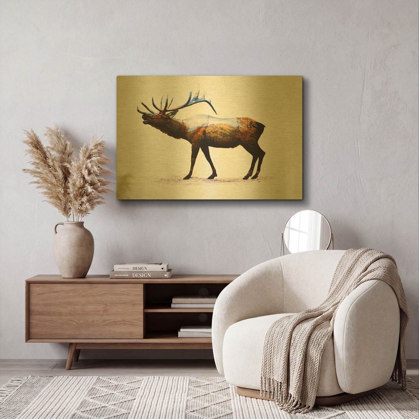 'Rocky Mountain Elk' By Davies Babies Gold Metal Wall Art
