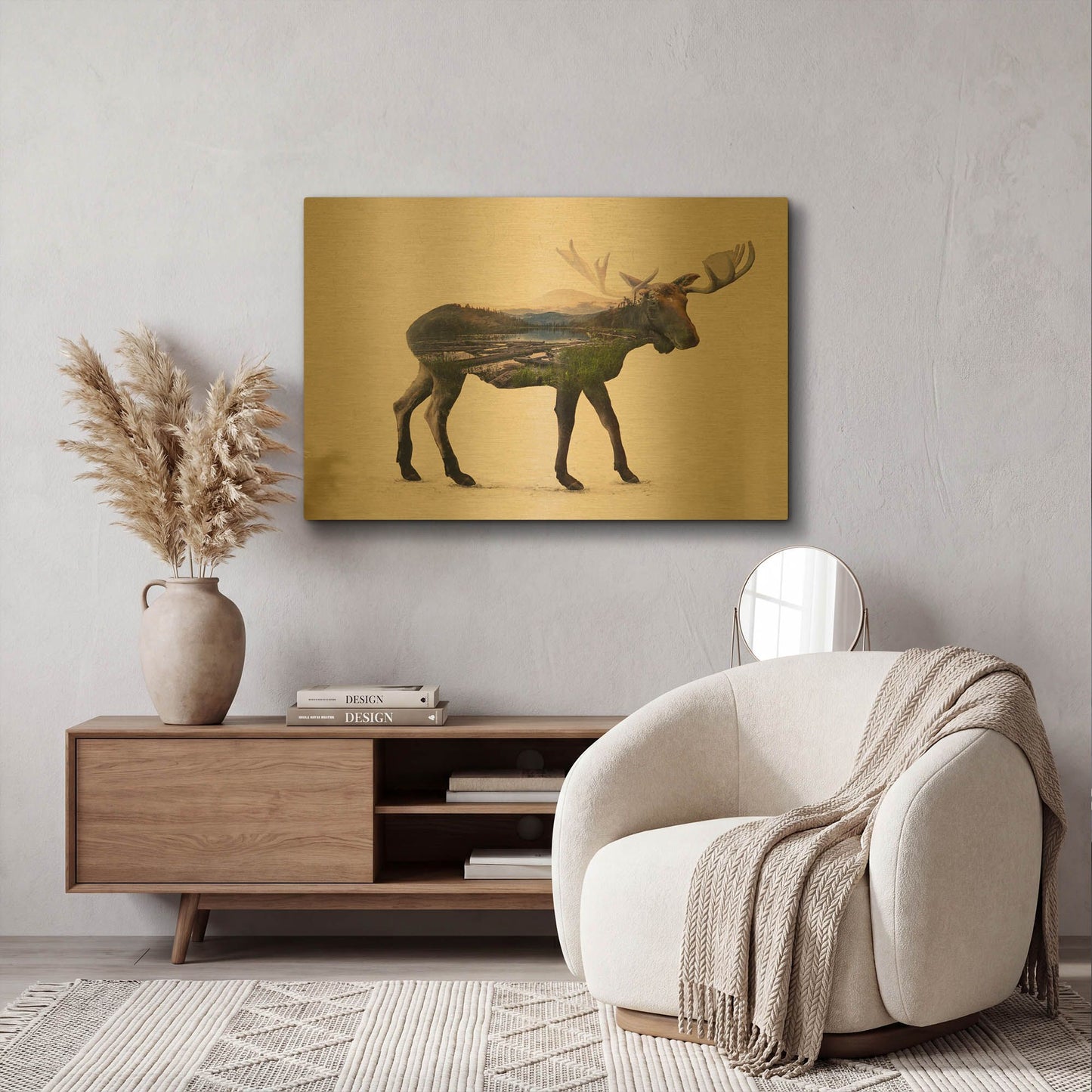 'The Alaskan Bull Moose' By Davies Babies Gold Metal Wall Art