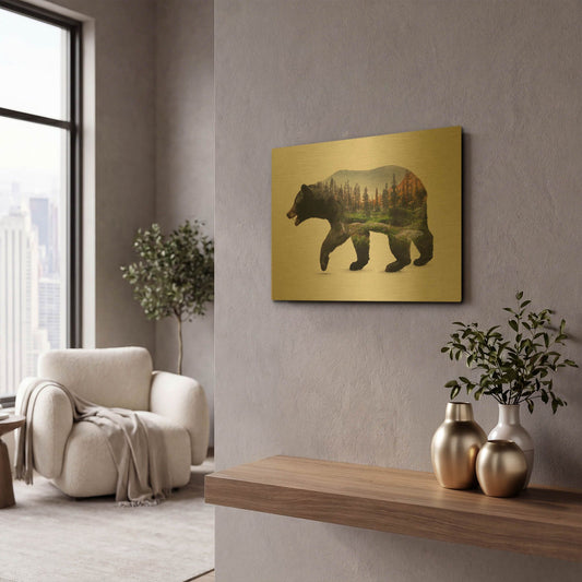 'The North American Black Bear' By Davies Babies Gold Metal Wall Art