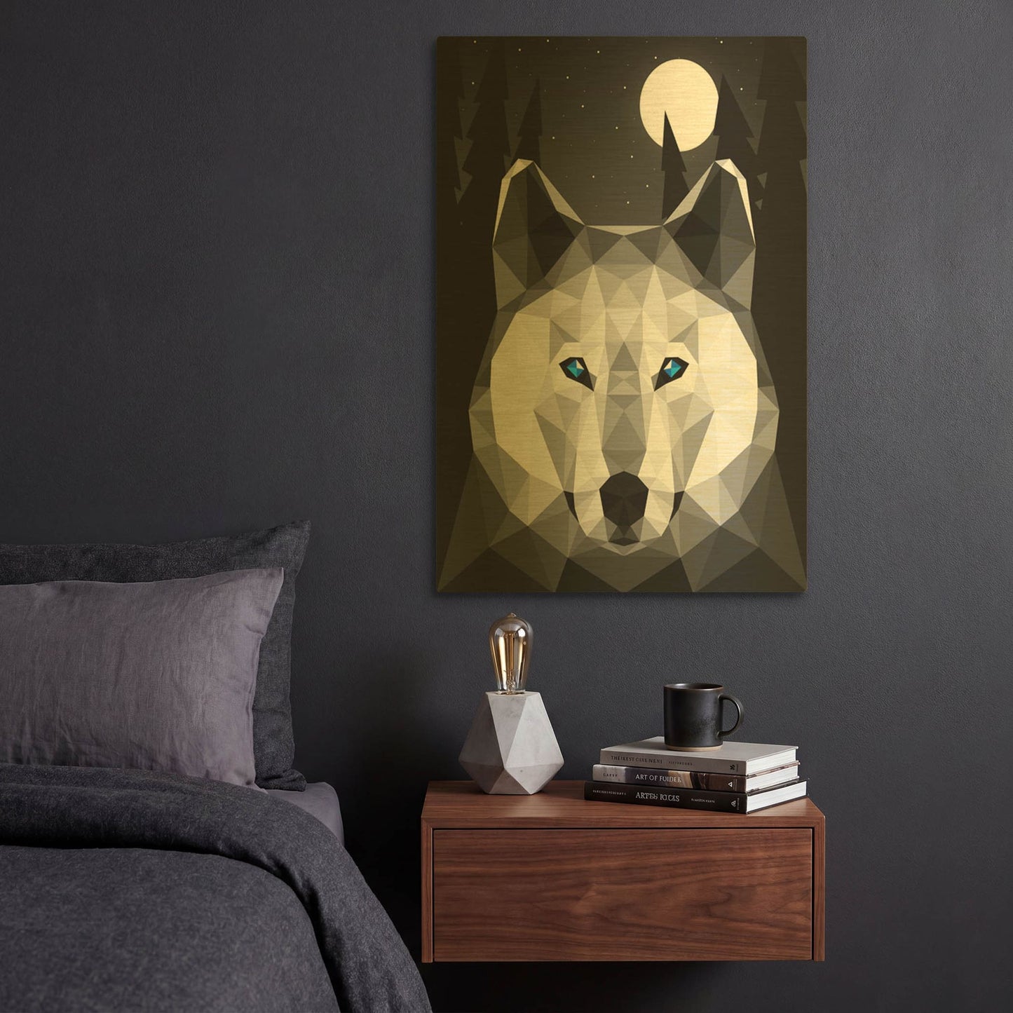 'Tundra Wolf' By Davies Babies Gold Metal Wall Art