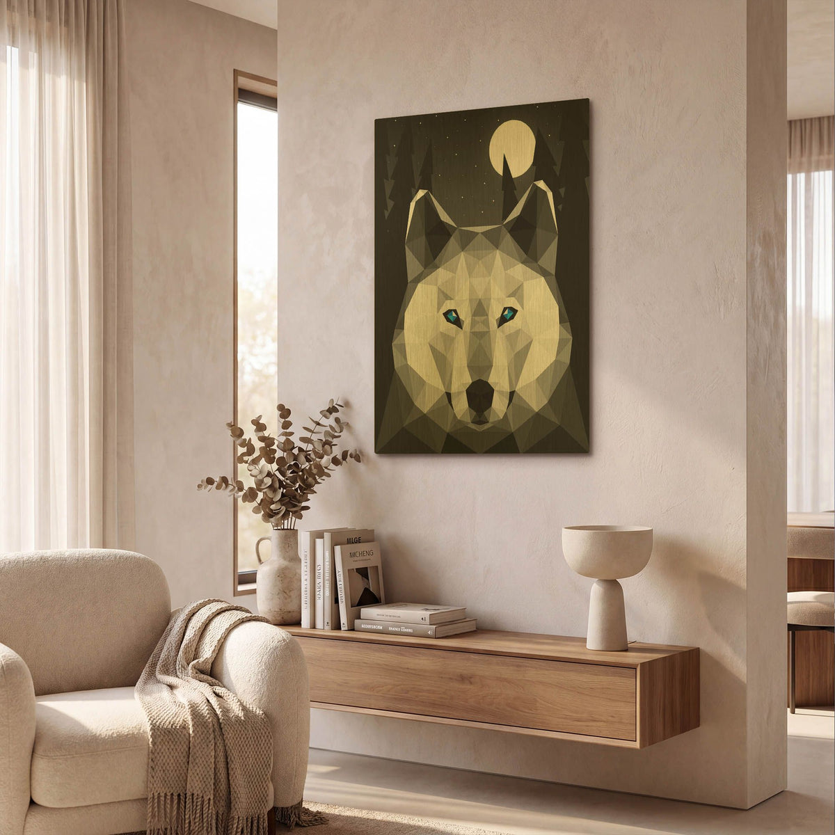 'Tundra Wolf' By Davies Babies Gold Metal Wall Art