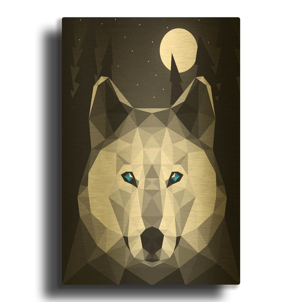 'Tundra Wolf' By Davies Babies Gold Metal Wall Art