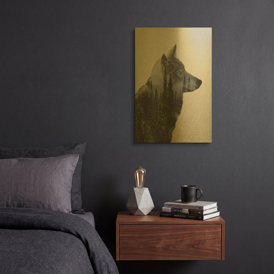 'Winter Wolf' By Davies Babies Gold Metal Wall Art
