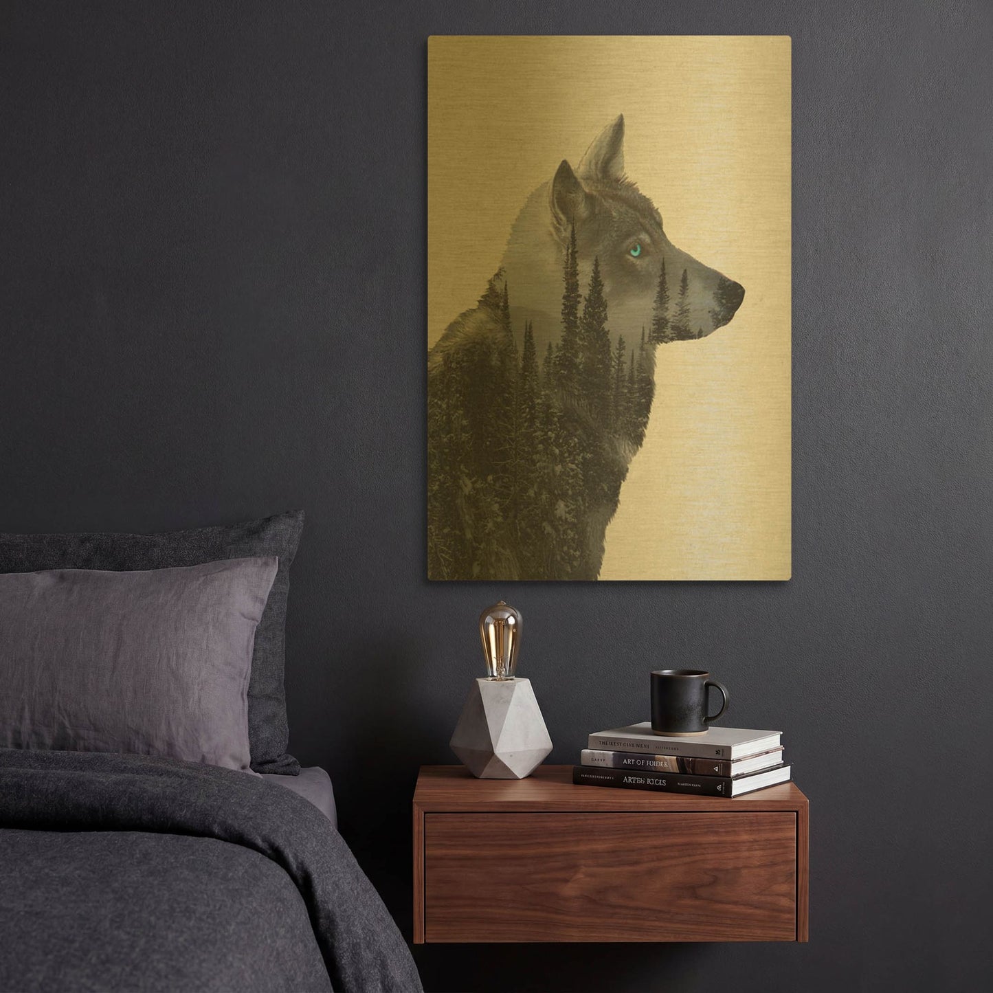 'Winter Wolf' By Davies Babies Gold Metal Wall Art
