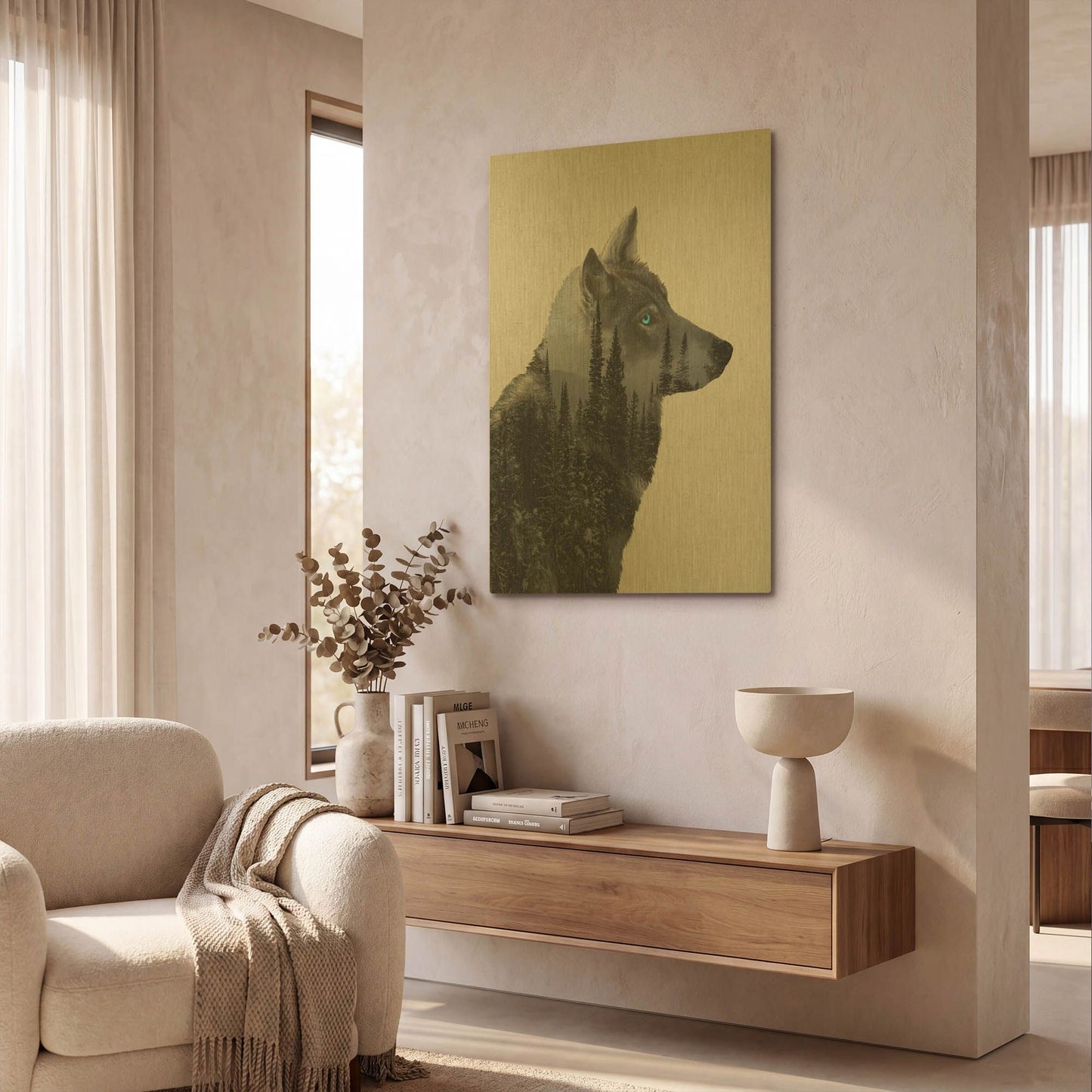 'Winter Wolf' By Davies Babies Gold Metal Wall Art