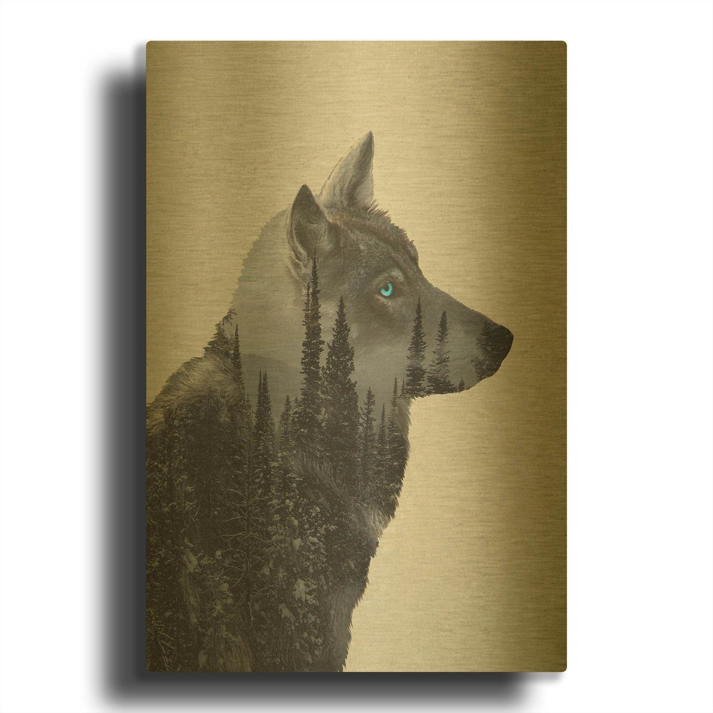 'Winter Wolf' By Davies Babies Gold Metal Wall Art
