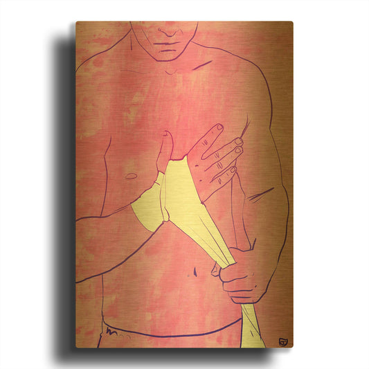 'Boxing 1' By Giuseppe Cristiano Gold Metal Wall Art