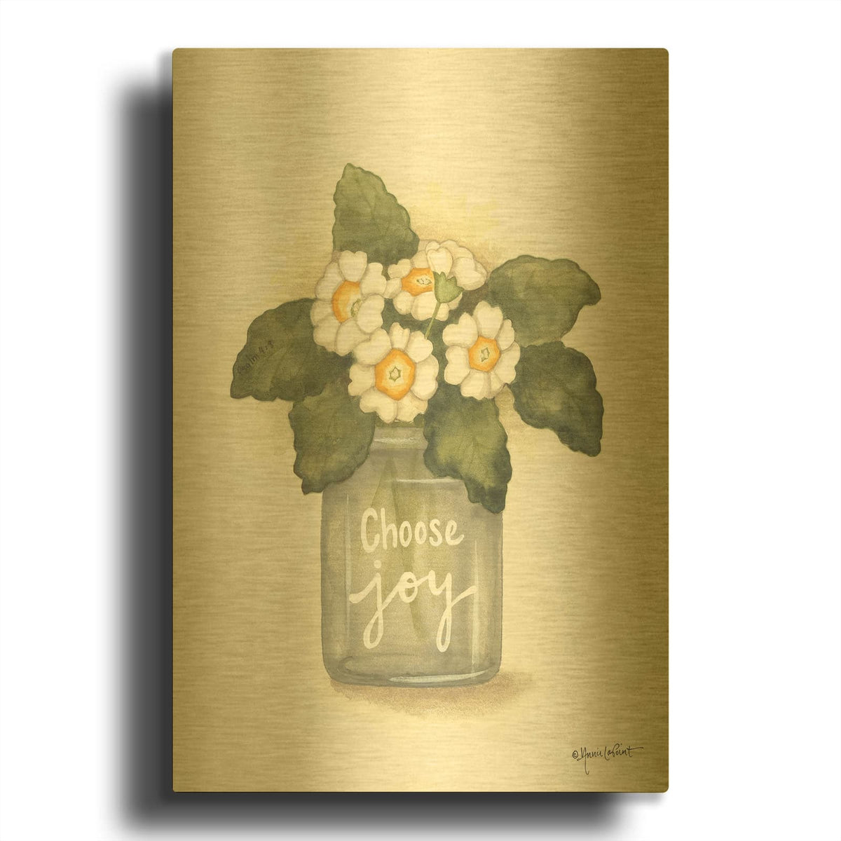 'Choose Joy Primrose' By Annie LaPoint Gold Metal Wall Art