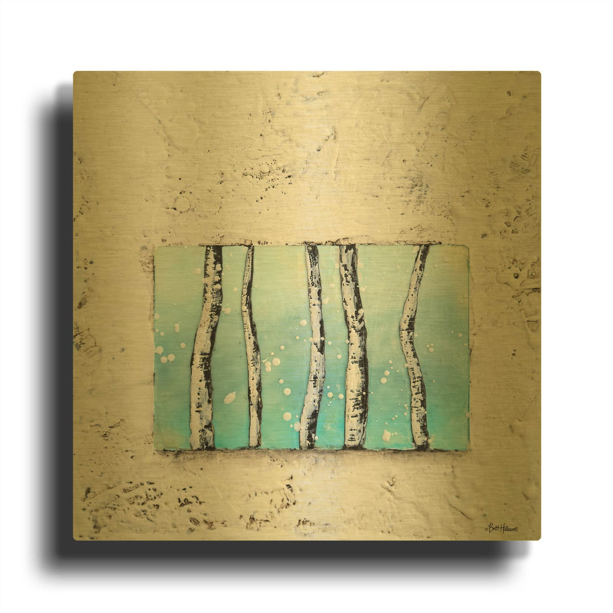 'Window to Nature III' By Britt Hallowell Gold Metal Wall Art