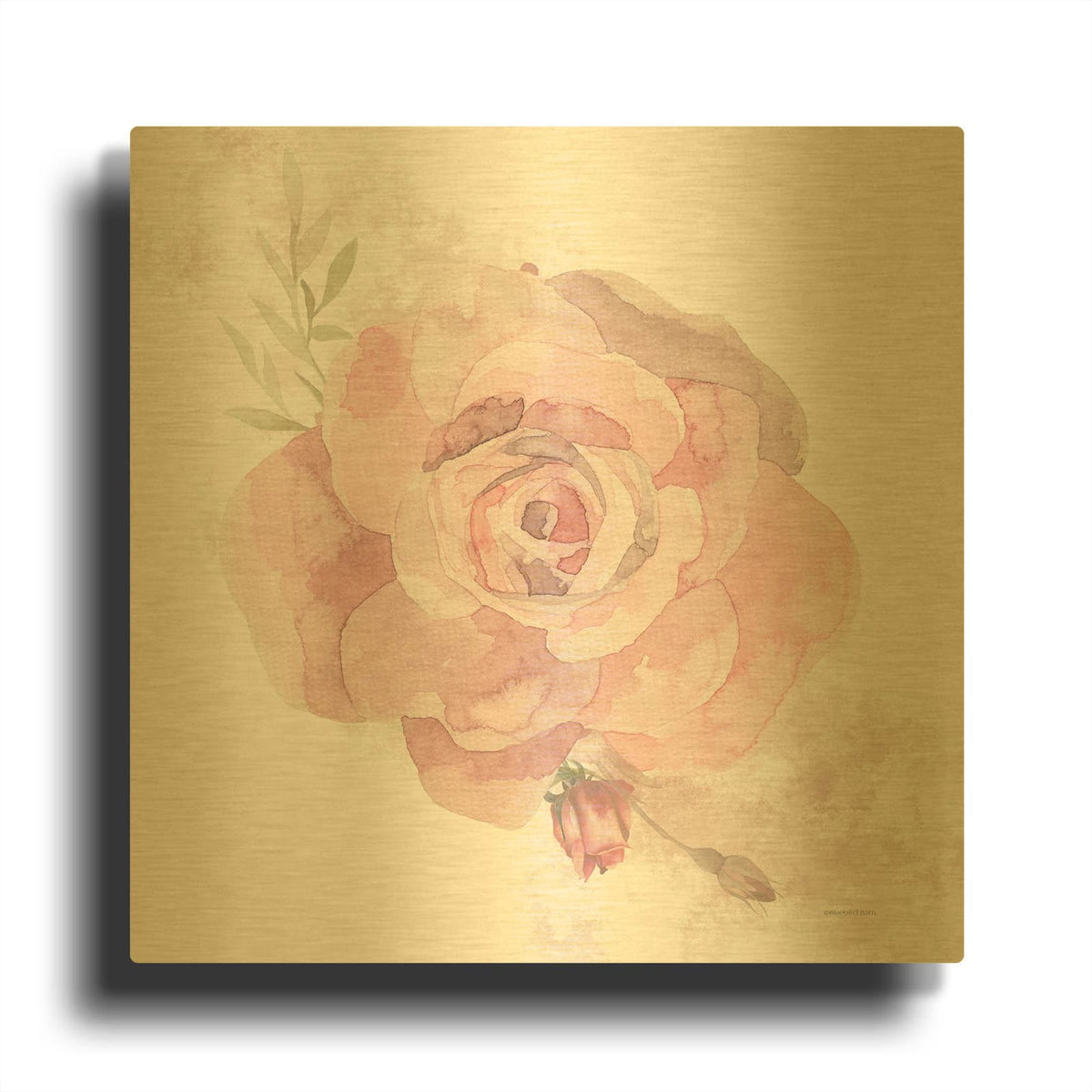 'Cottage Rose' By Bluebird Barn Gold Metal Wall Art