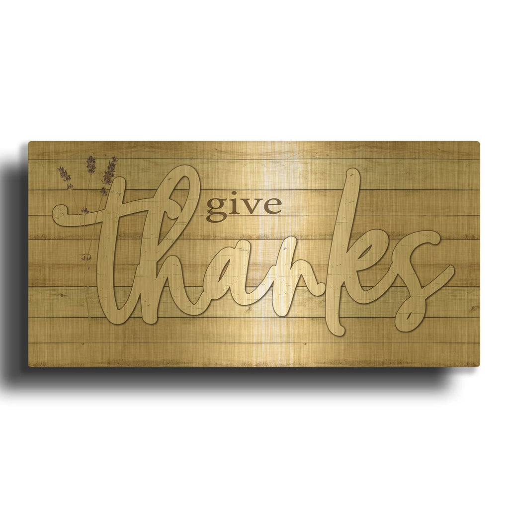 'Give Thanks' By Susie Boyer Gold Metal Wall Art