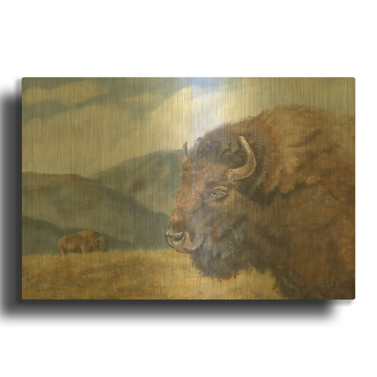 'Yellowstone Kings' By Pam Britton Gold Metal Wall Art