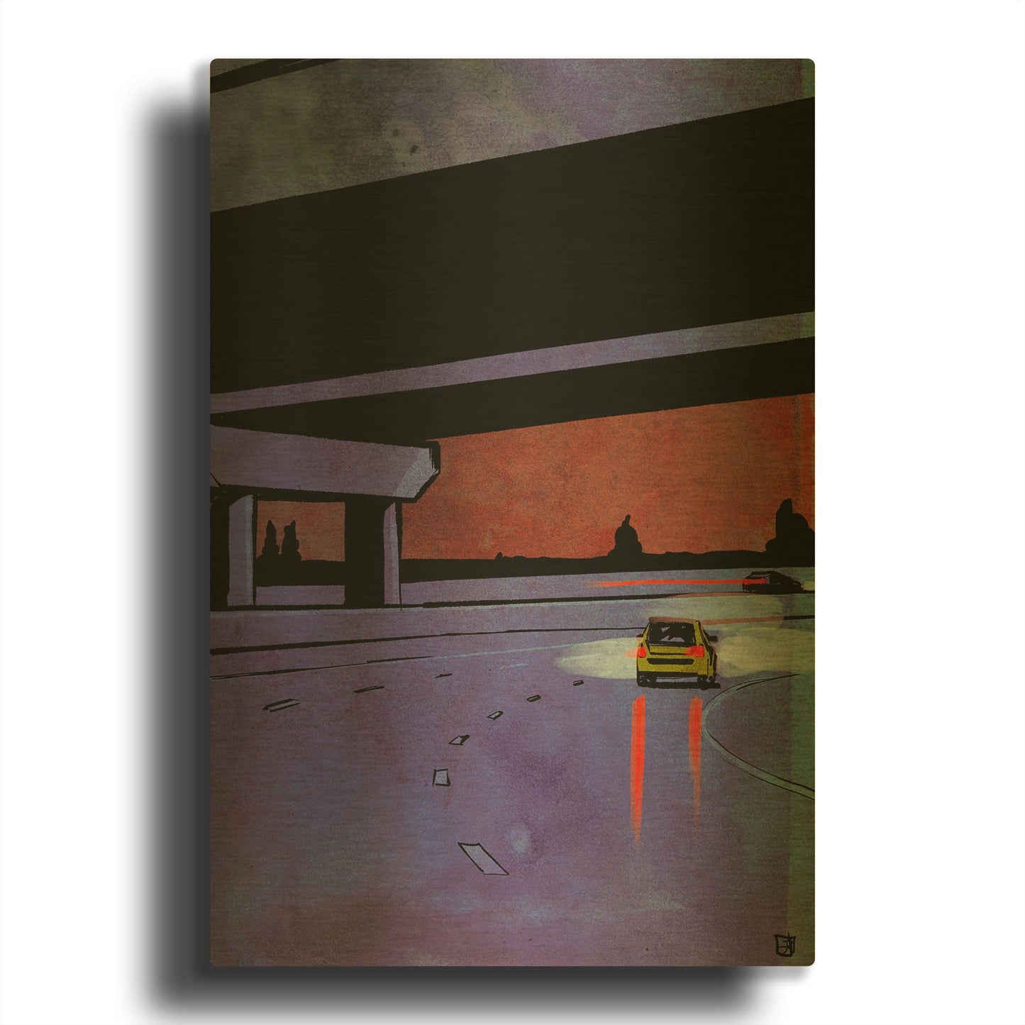 'Cars 7' By Giuseppe Cristiano Gold Metal Wall Art