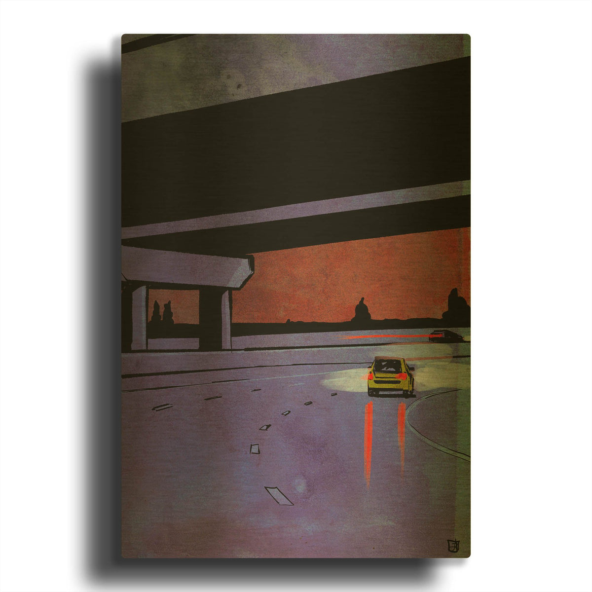 'Cars 7' By Giuseppe Cristiano Gold Metal Wall Art