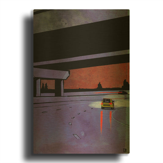 'Cars 7' By Giuseppe Cristiano Gold Metal Wall Art