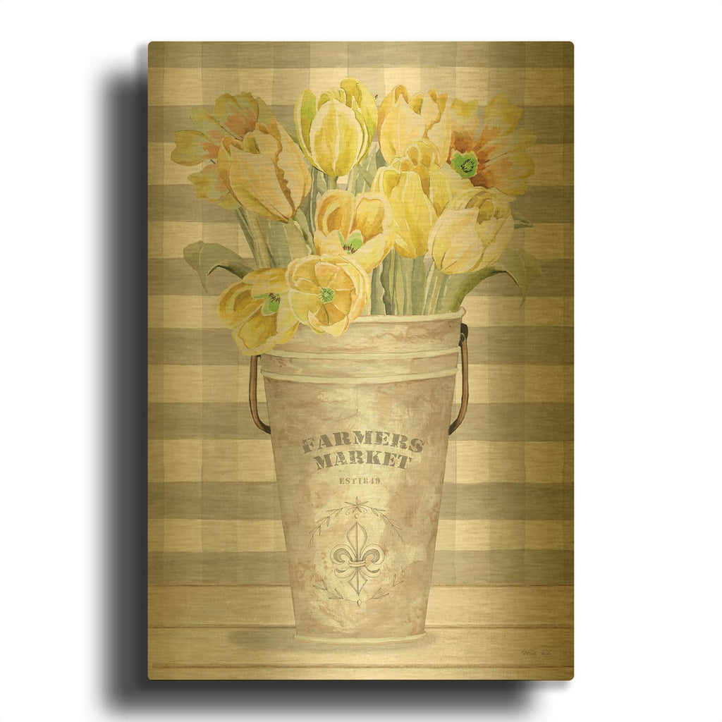 'Yellow Tulips II' By Cindy Jacobs Gold Metal Wall Art
