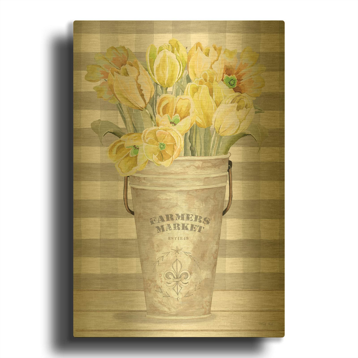 'Yellow Tulips II' By Cindy Jacobs Gold Metal Wall Art