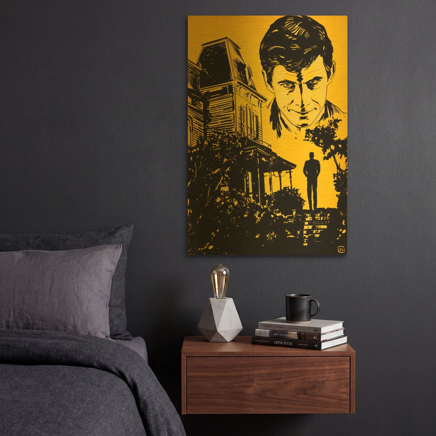 'Psycho' By Giuseppe Cristiano Gold Metal Wall Art