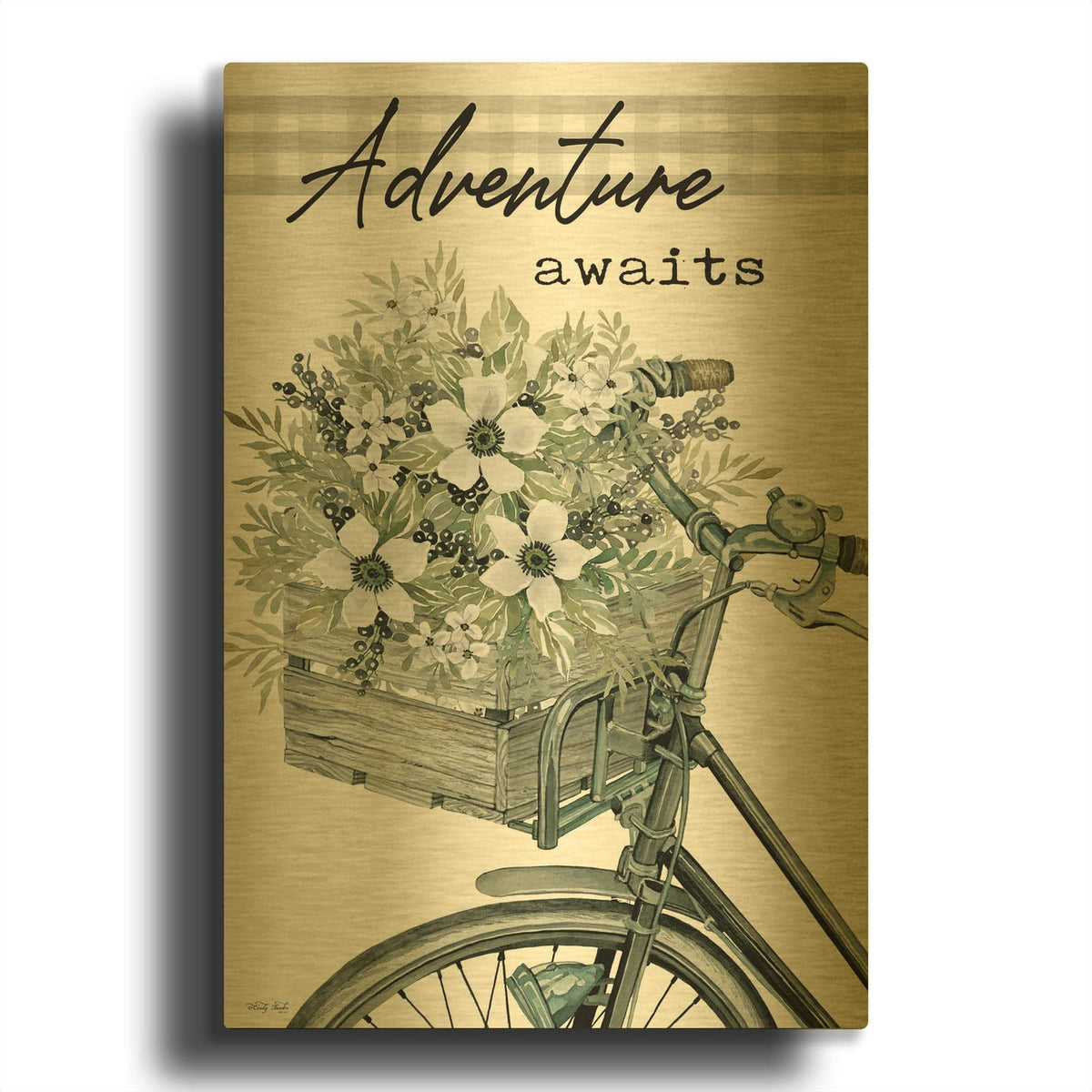 'Adventure Awaits 2' By Cindy Jacobs Gold Metal Wall Art