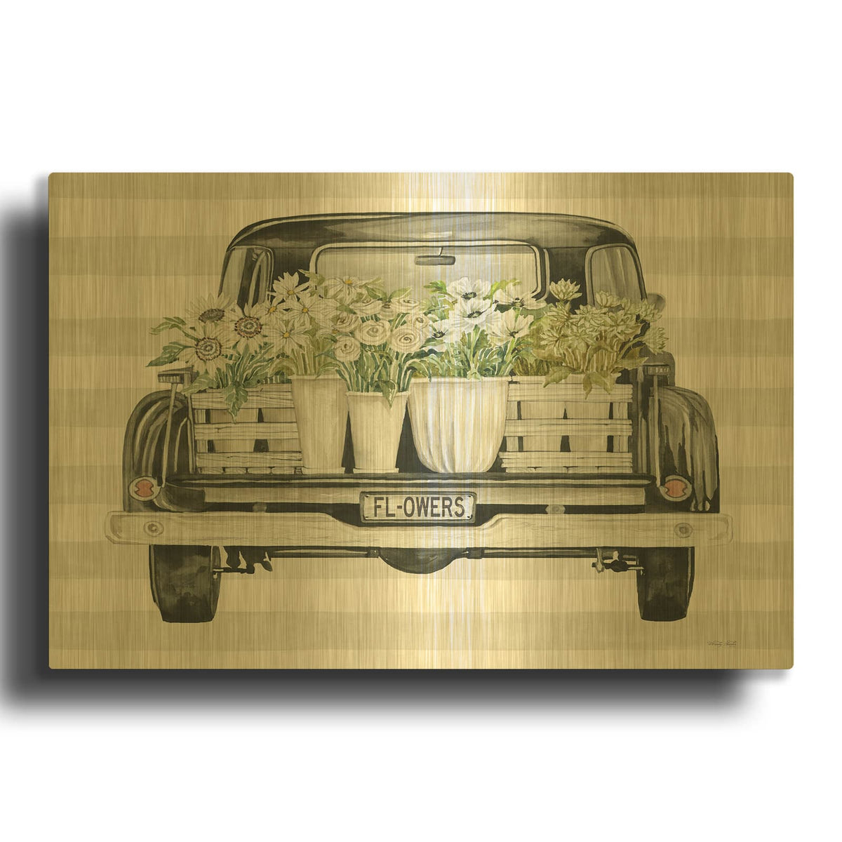 'Flower Lover' By Cindy Jacobs Gold Metal Wall Art