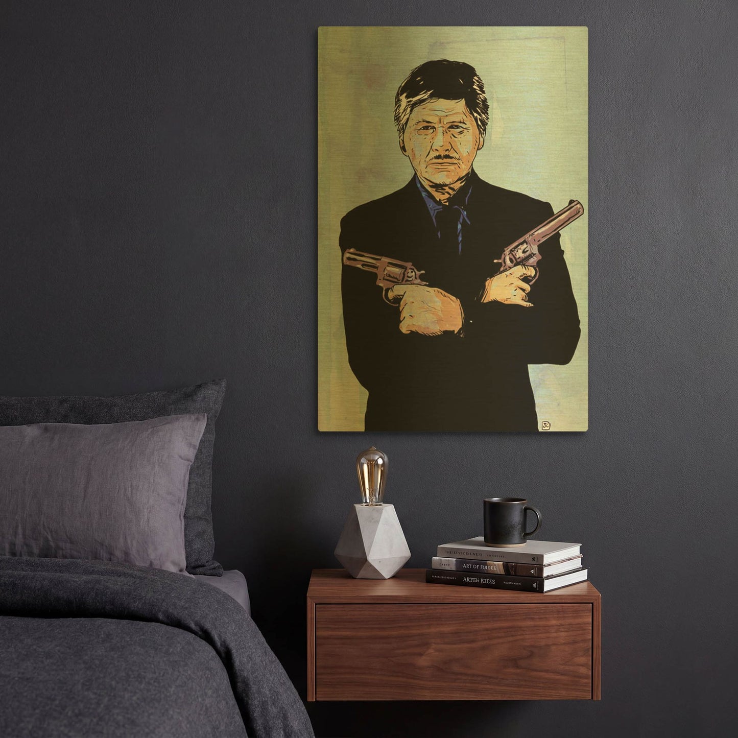 'Charles Bronson' By Giuseppe Cristiano Gold Metal Wall Art