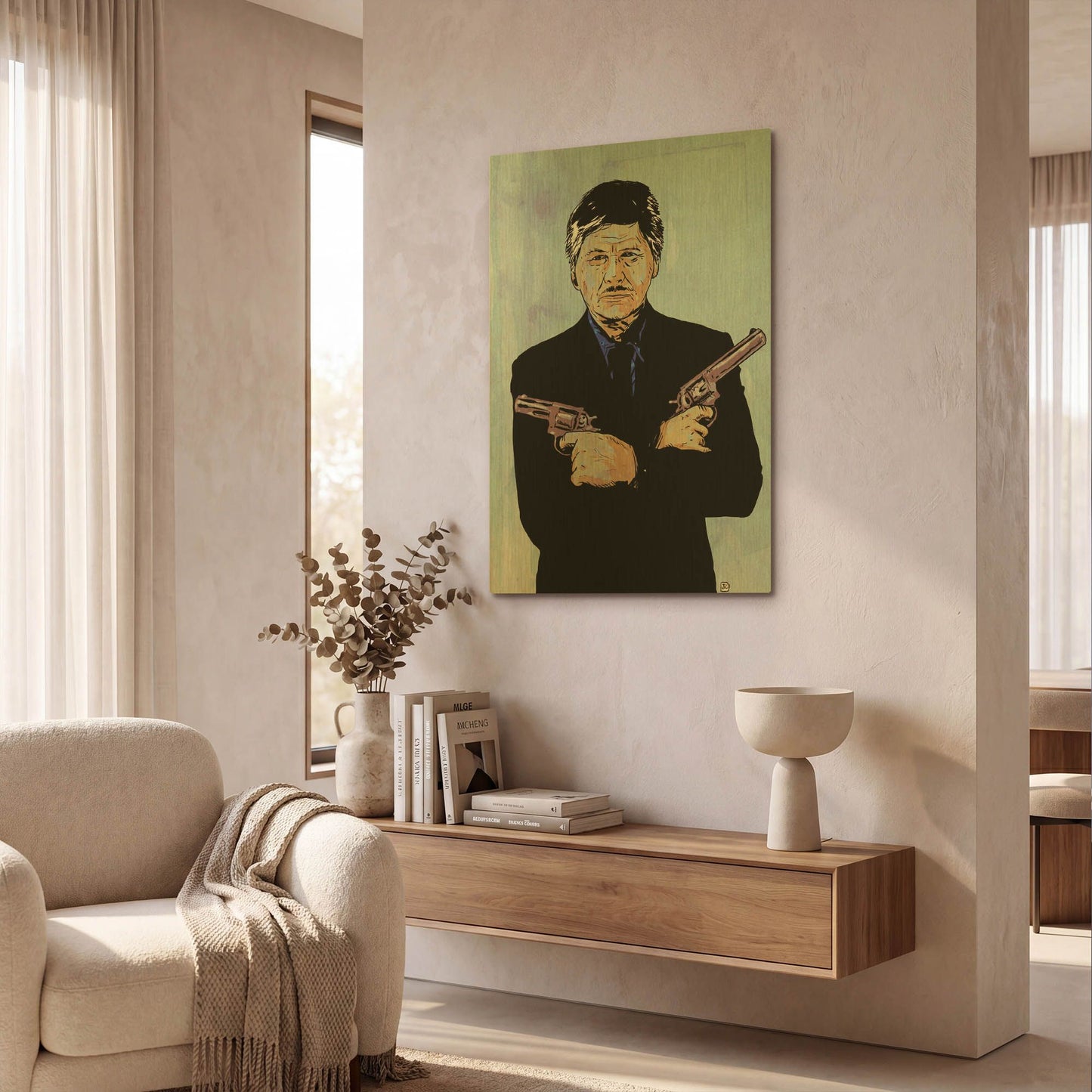 'Charles Bronson' By Giuseppe Cristiano Gold Metal Wall Art