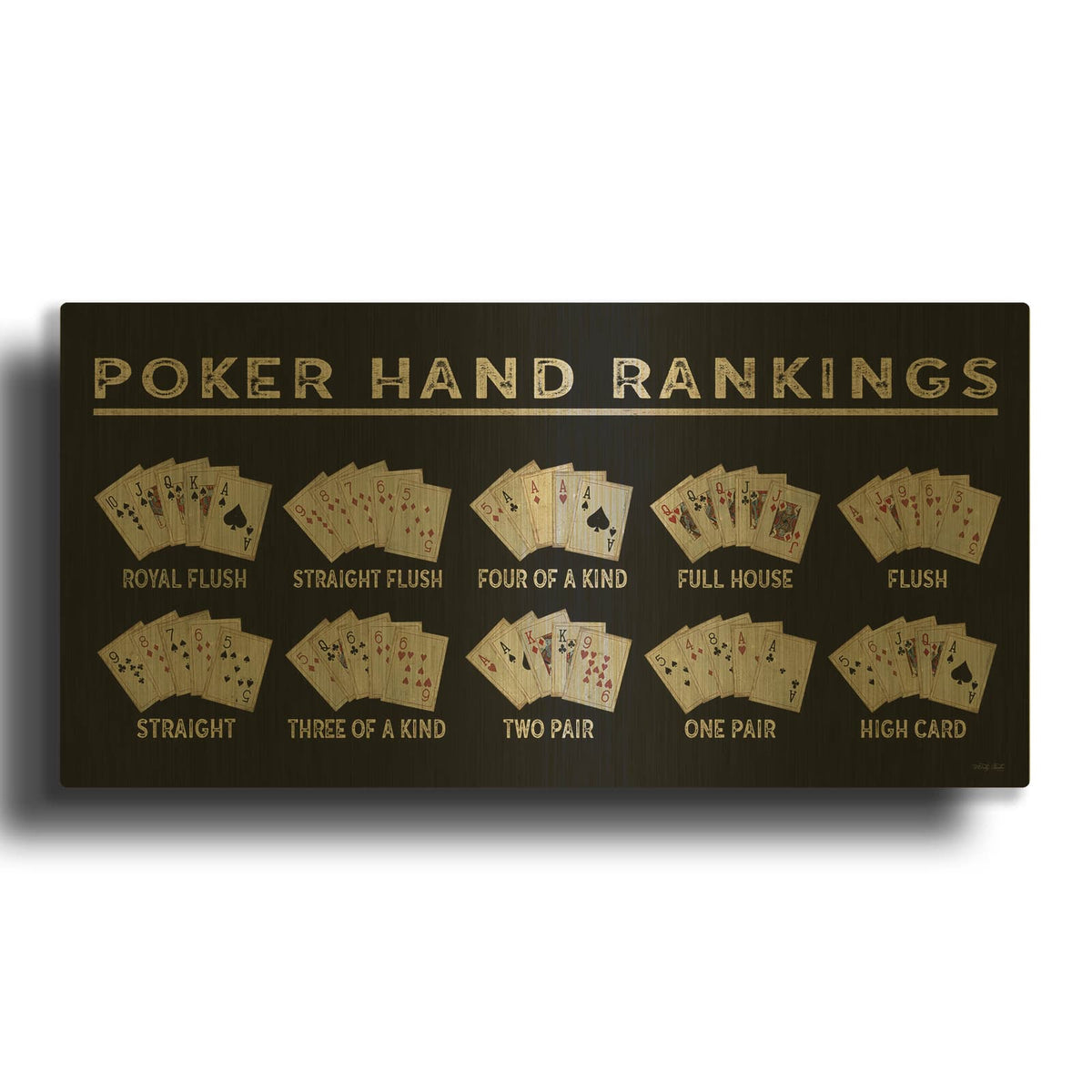 'Poker Hand Ranking' By Cindy Jacobs Gold Metal Wall Art