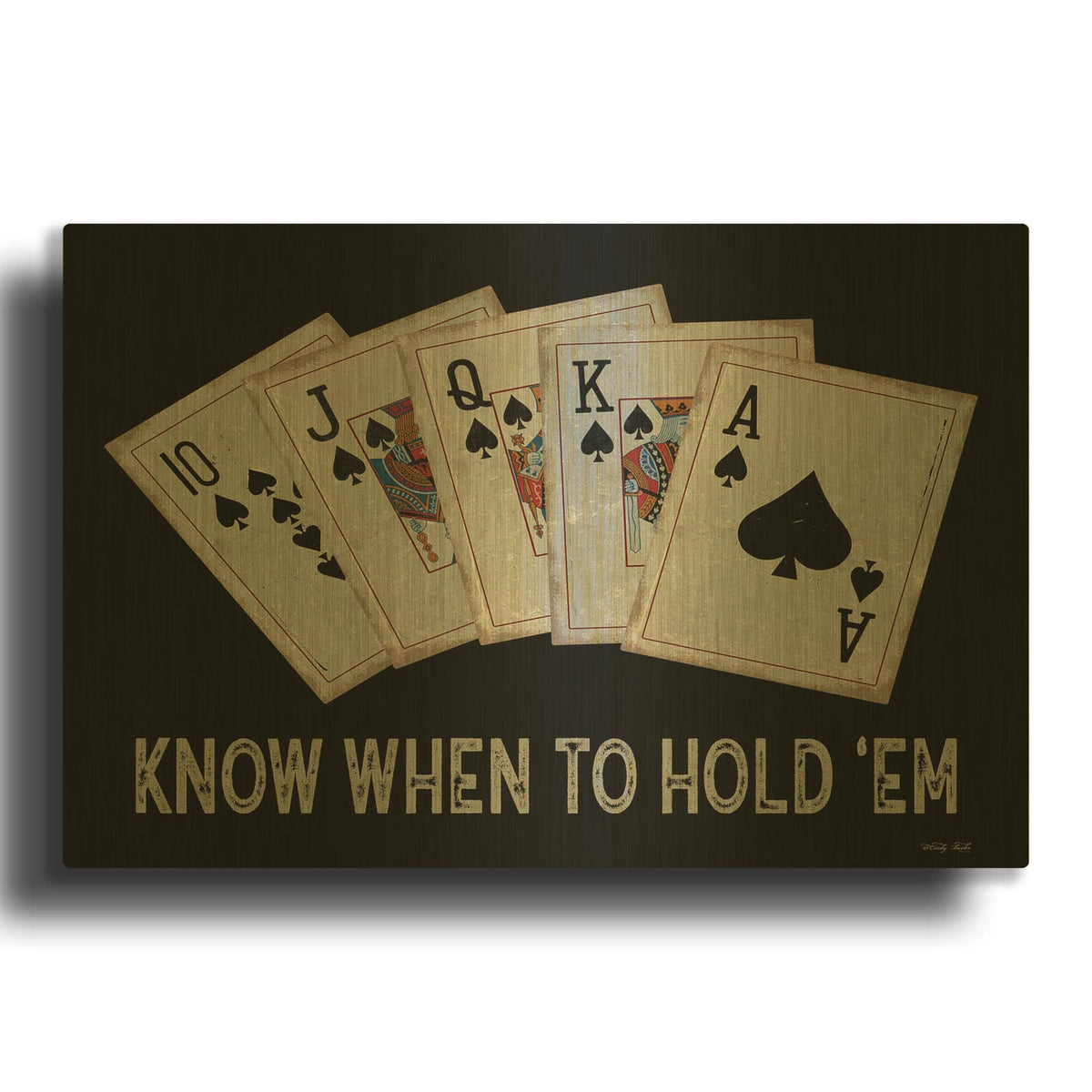 'Know When to Hold' By Cindy Jacobs Gold Metal Wall Art