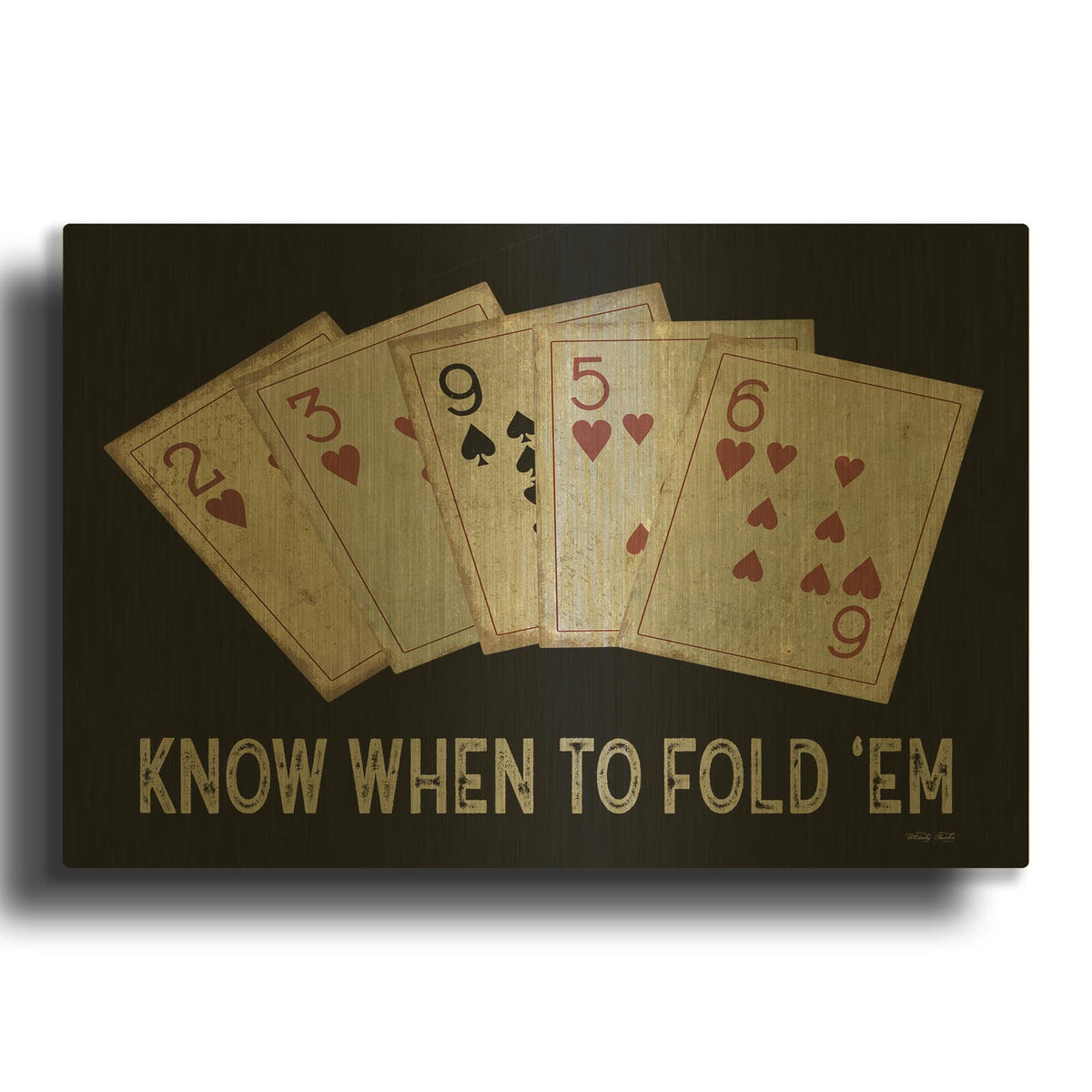 'Know When to Fold' By Cindy Jacobs Gold Metal Wall Art