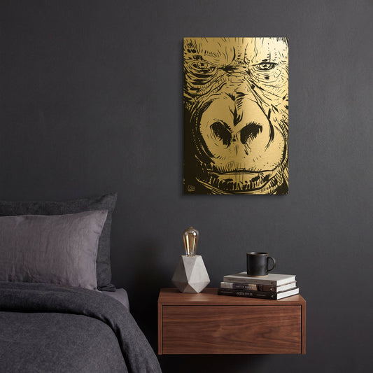 'Gorilla' By Giuseppe Cristiano Gold Metal Wall Art