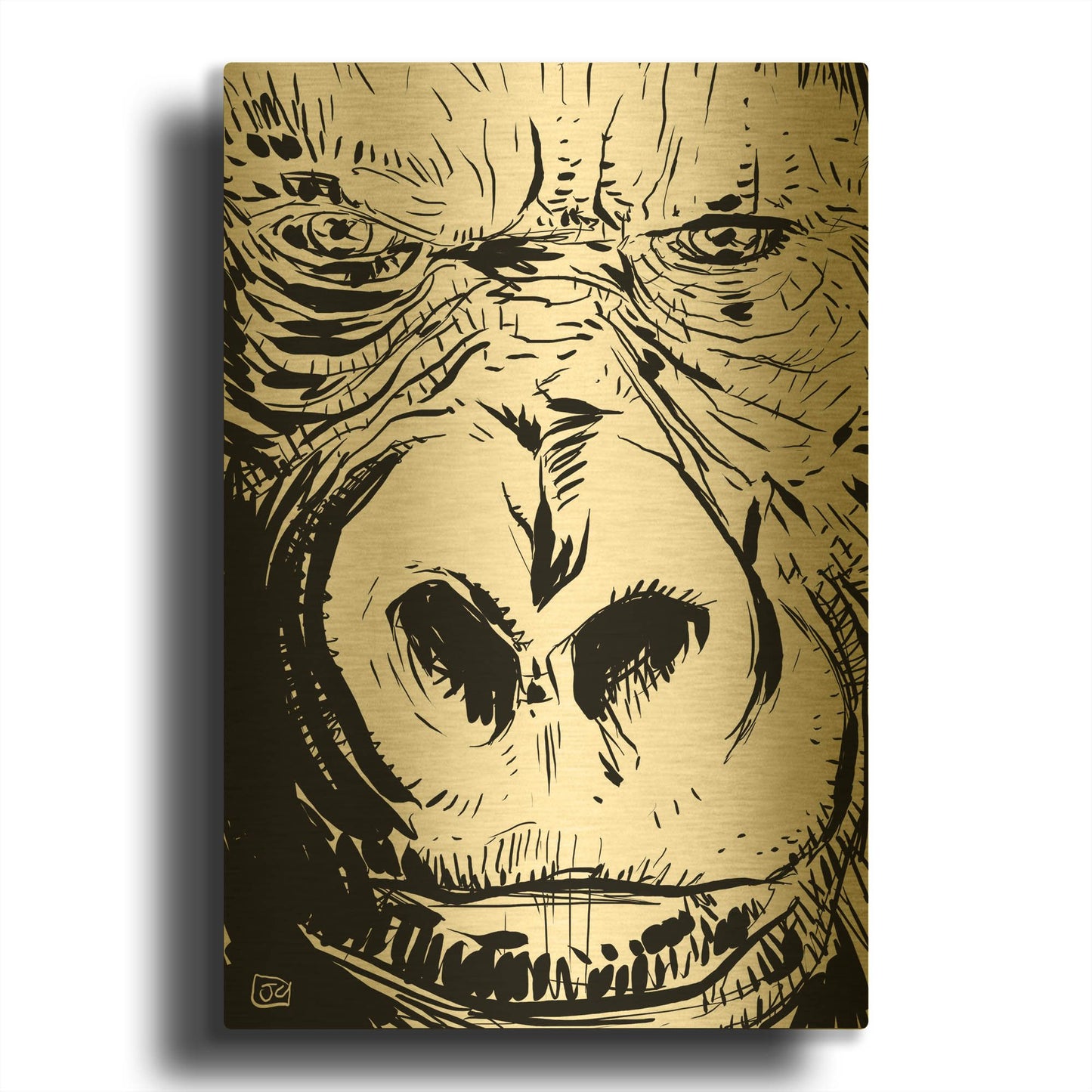 'Gorilla' By Giuseppe Cristiano Gold Metal Wall Art