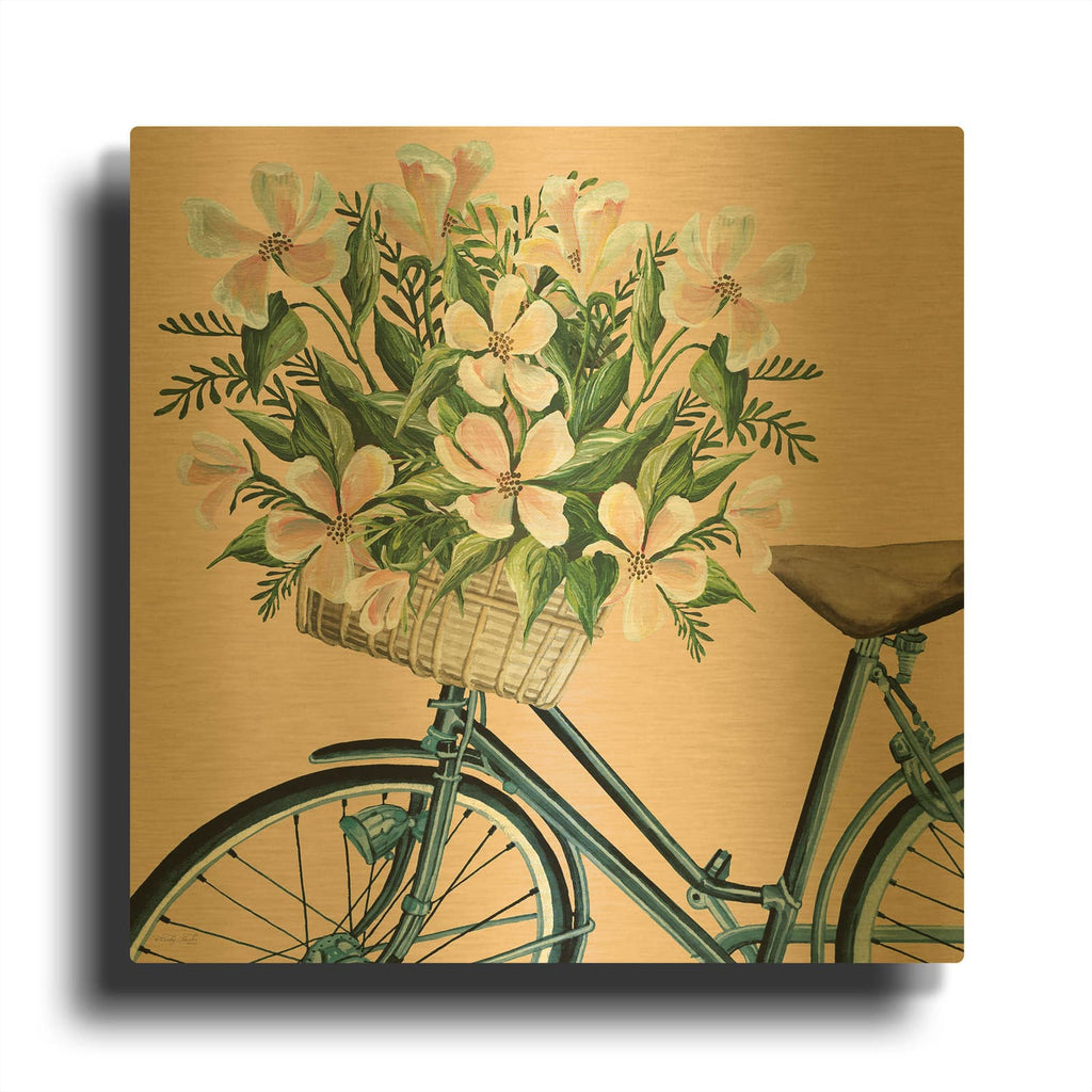 'Coral Flowers II' By Cindy Jacobs Gold Metal Wall Art
