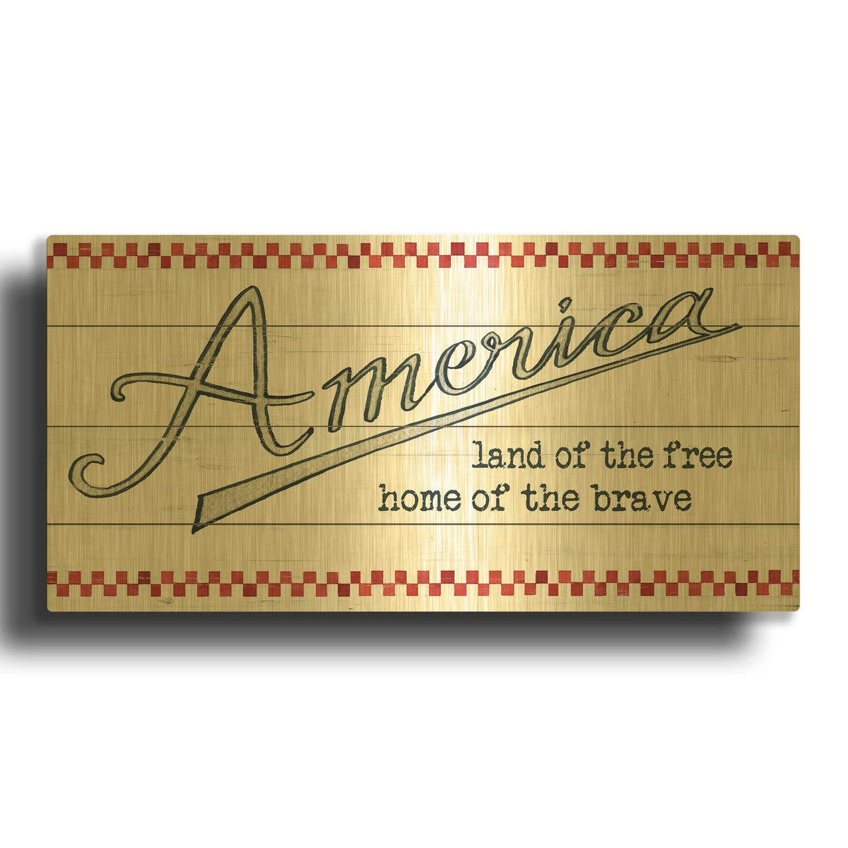 'America - Land of the Free' By Cindy Jacobs Gold Metal Wall Art