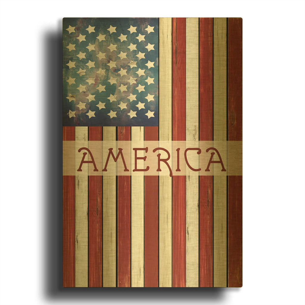 'American Flag' By Cindy Jacobs Gold Metal Wall Art