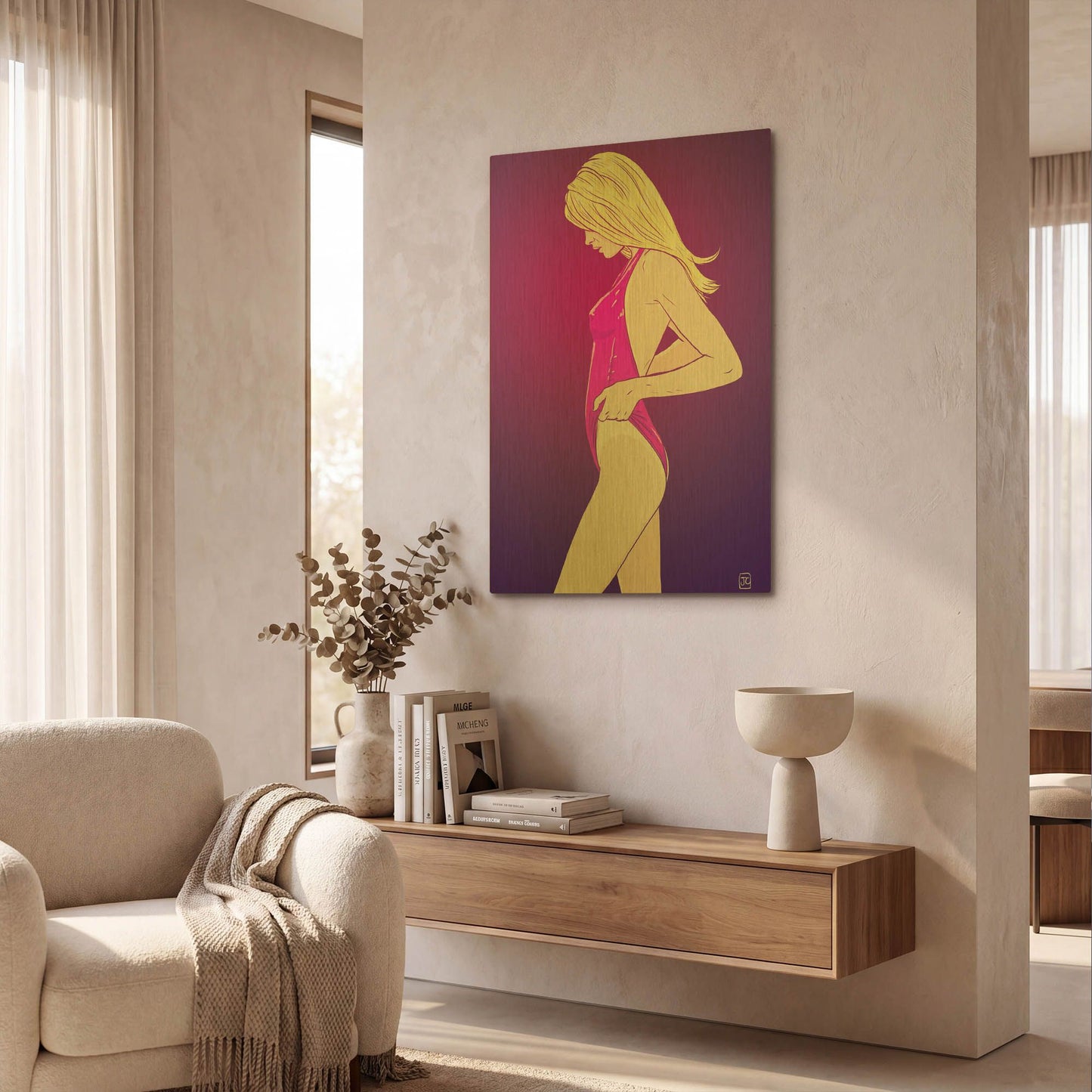 'Tan 2' By Giuseppe Cristiano Gold Metal Wall Art