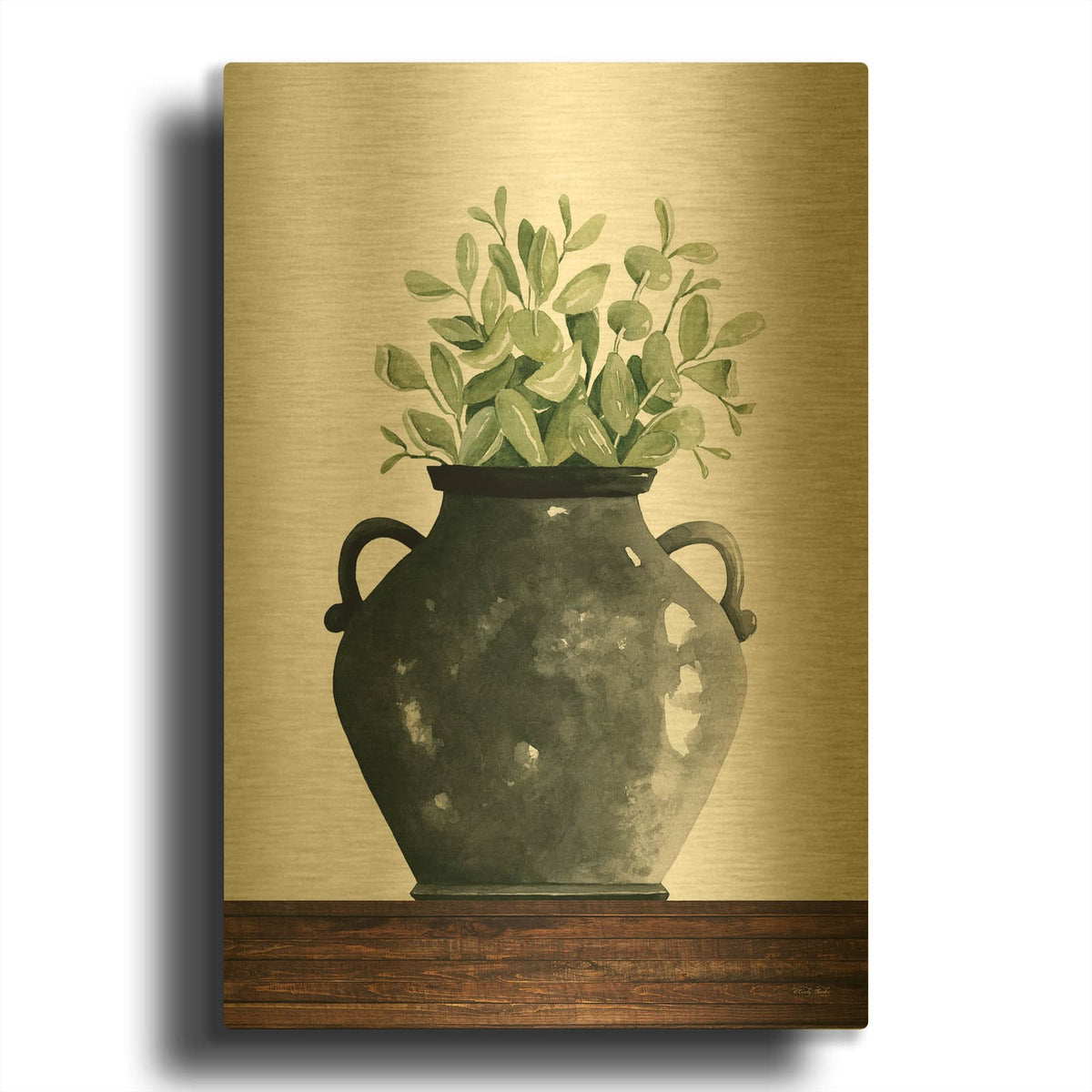 'Black Pot' By Cindy Jacobs Gold Metal Wall Art