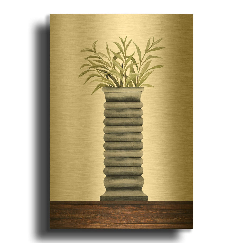'Gray Vase' By Cindy Jacobs Gold Metal Wall Art