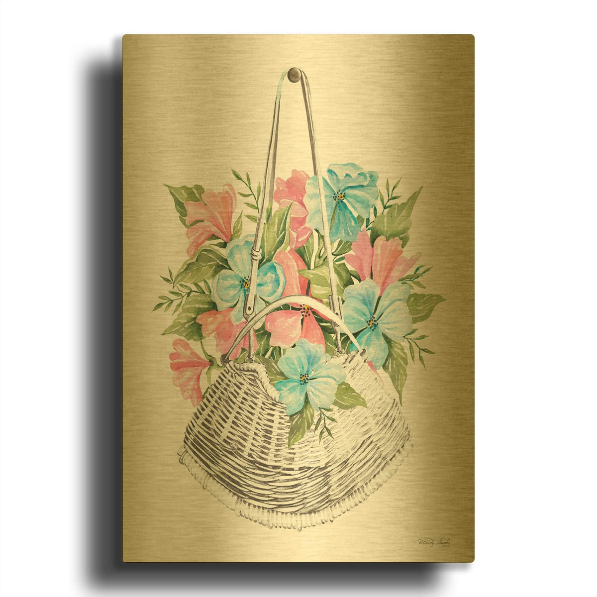 'Floral Pop III' By Cindy Jacobs Gold Metal Wall Art