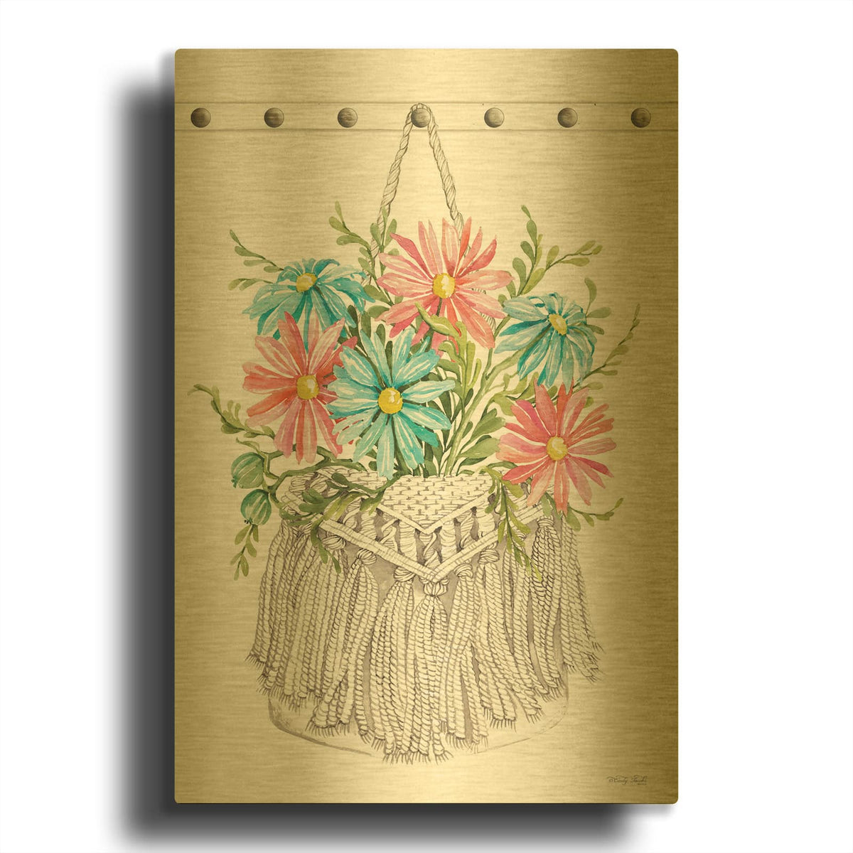 'Floral Pop IV' By Cindy Jacobs Gold Metal Wall Art