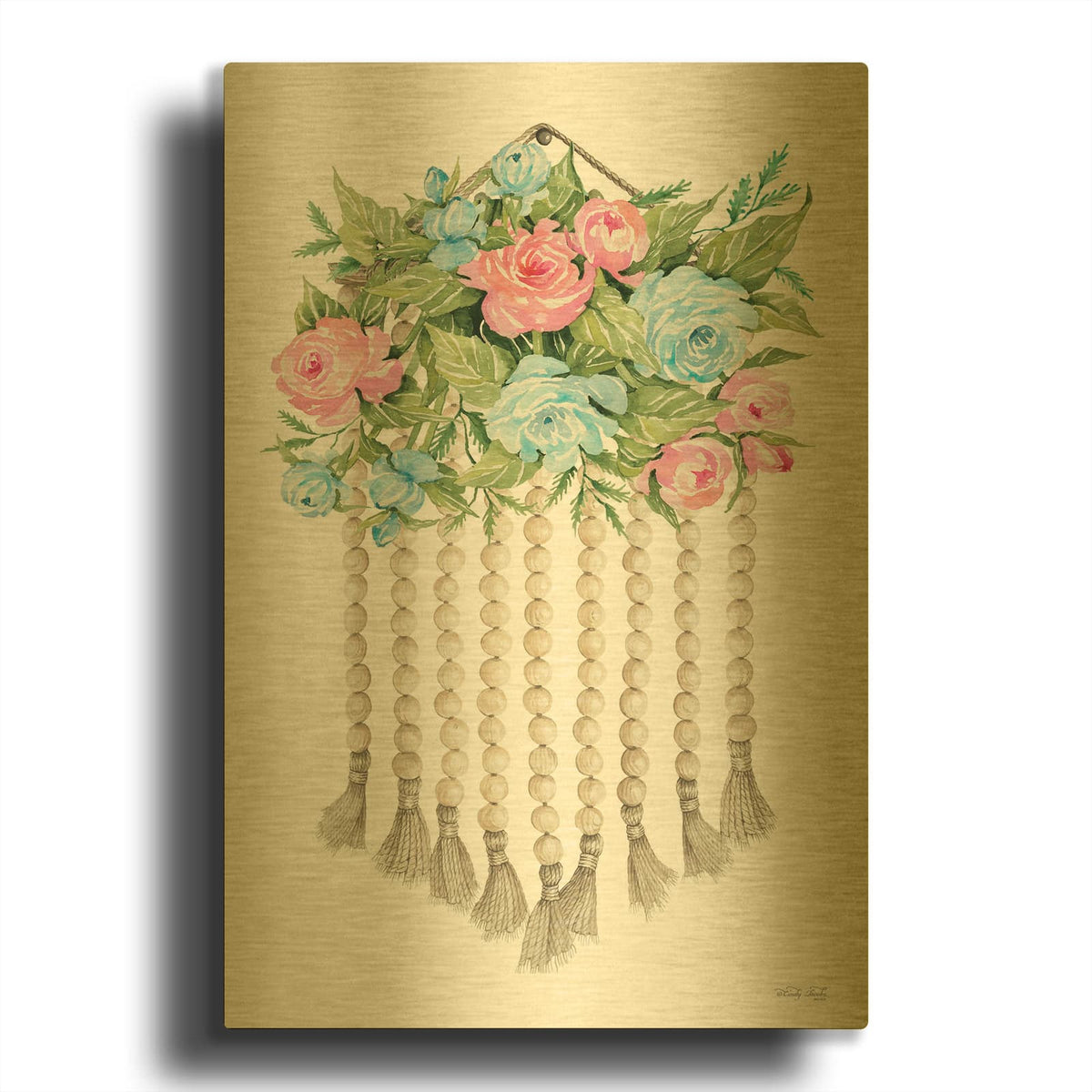 'Floral Pop V' By Cindy Jacobs Gold Metal Wall Art